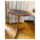 Danish Teak Round Side Table - Black Top (Made in Denmark)
