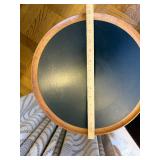 Danish Teak Round Side Table - Black Top (Made in Denmark)