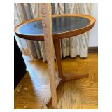 Danish Teak Round Side Table - Black Top (Made in Denmark)