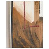 Abstract Painting - Red, Brown & Ivory Vertical Stripes, Signed, Framed