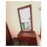 MCM Danish Modern Dressing Table with Mirror - 4-Drawer Vanity with Mosaic Tile Top - Made in Denmark