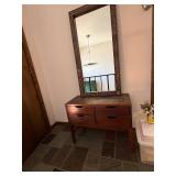 MCM Danish Modern Dressing Table with Mirror - 4-Drawer Vanity with Mosaic Tile Top - Made in Denmark