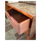 MCM Danish Modern Dressing Table with Mirror - 4-Drawer Vanity with Mosaic Tile Top - Made in Denmark