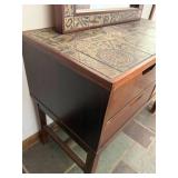 MCM Danish Modern Dressing Table with Mirror - 4-Drawer Vanity with Mosaic Tile Top - Made in Denmark