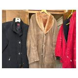 Jackets - Black Gallery Quilted Coat, Tan Shearling Coat, Red Free Country Puffer (Lot of 3)