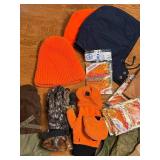 Assorted Hunting Winter Gear Bundle - Gloves, Mittens, Orange Beanie, Liners & Foot Warmers
