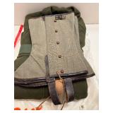 Olive Drab Wool Military Shirt - Small, 16 Neck, 34 Sleeve & Canvas Leather Boot Covers