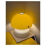 Vintage Mushroom Style Table Lamp - Yellow Dome Shade, White Base - Tested Working