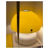 Vintage Mushroom Style Table Lamp - Yellow Dome Shade, White Base - Tested Working