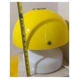 Vintage Mushroom Style Table Lamp - Yellow Dome Shade, White Base - Tested Working