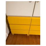 Vintage Murame Finland - Finnish-Made Modular Desk with 3 Yellow Drawer Units, 2 White Cabinet, Yellow Chair & White Shelf