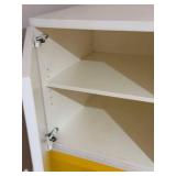 Vintage Murame Finland - Finnish-Made Modular Desk with 3 Yellow Drawer Units, 2 White Cabinet, Yellow Chair & White Shelf