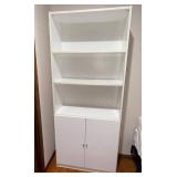 White Storage Cabinet with Open Shelves - 2-Door Base - ~70in Tall