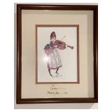 P Buckley Moss Signed Personalized Print - Girl Playing Violin Framed Artwork