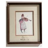 P Buckley Moss Signed Personalized Print - Girl Playing Violin Framed Artwork