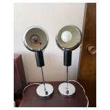 Pair of Vintage Chrome Eyeball Table Lamps - Mid Century Modern Adjustable Globe