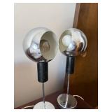 Pair of Vintage Chrome Eyeball Table Lamps - Mid Century Modern Adjustable Globe