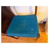 Vintage Mid-Century Modern Teal Upholstered Wood Chair with Curved Back