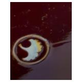 Vintage Burgundy Octagonal Trinket Box with Crane Inlay - Jewelry & Sewing Box