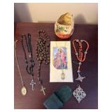 Amber Tone Bracelet & Matching Earrings, Grey/White Tile-Linked Necklace