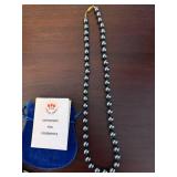 Tulip Onyx Black Bead Necklace - Single Strand, Gold Tone Clasp