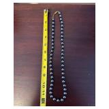 Tulip Onyx Black Bead Necklace - Single Strand, Gold Tone Clasp