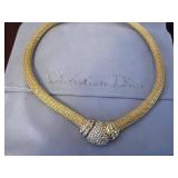 Christian Dior Gold-Tone Pavé Crystal Center Necklace