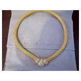 Christian Dior Gold-Tone Pavé Crystal Center Necklace