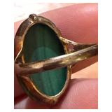 Green Malachite Cabochon Ring - Gold-Tone Setting