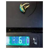 Green Malachite Cabochon Ring - Gold-Tone Setting