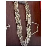 Leskovar 835 Silver Screw-Back Earrings, Filigree Necklace & Bracelet