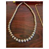 Beaded Necklace & Gold-Tone Chain - Silver-Gold Beads