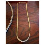 Beaded Necklace & Gold-Tone Chain - Silver-Gold Beads