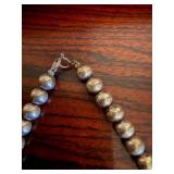 Beaded Necklace & Gold-Tone Chain - Silver-Gold Beads