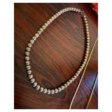 Beaded Necklace & Gold-Tone Chain - Silver-Gold Beads