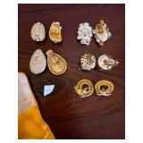 Gold-Tone Rhinestone Earrings Set - Vintage Clip-On & Stud Costume Jewelry