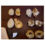 Gold-Tone Rhinestone Earrings Set - Vintage Clip-On & Stud Costume Jewelry