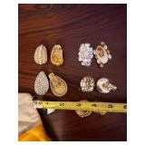 Gold-Tone Rhinestone Earrings Set - Vintage Clip-On & Stud Costume Jewelry
