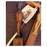 Vintage Honduras 1957 Crucifix & Philippines Praying Figure - Wooden Religious Carvings