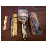 Vintage Vanity Brush Set with Ornate Dressing Brush, Long Bristle Brush & Comb