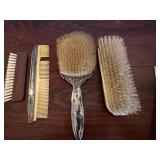 Vintage Vanity Brush Set with Ornate Dressing Brush, Long Bristle Brush & Comb