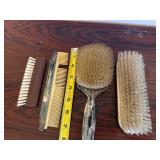 Vintage Vanity Brush Set with Ornate Dressing Brush, Long Bristle Brush & Comb
