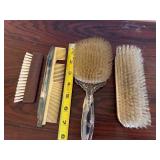Vintage Vanity Brush Set with Ornate Dressing Brush, Long Bristle Brush & Comb