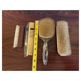Vintage Vanity Brush Set with Ornate Dressing Brush, Long Bristle Brush & Comb
