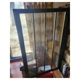 Vintage Walnut Bookcase Cabinet with Glass Doors - Key Included