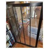 Vintage Walnut Bookcase Cabinet with Glass Doors - Key Included
