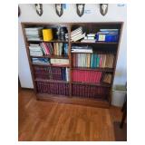 Burl Walnut Vintage Wood Bookcase - 55 x 12 x 56 In