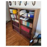 Burl Walnut Vintage Wood Bookcase - 55 x 12 x 56 In