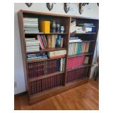 Burl Walnut Vintage Wood Bookcase - 55 x 12 x 56 In