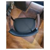 Mid-Century Modern Walnut Armchair with Black Vinyl Upholstery